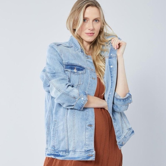 Ingrid & Isabel MAMA Blue Denim Jacket Small - Picture 2 of 8